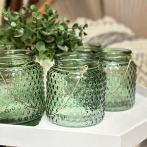 Stikla burciņas zaļā krāsā