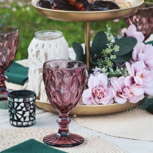 Rozā stikla glāze vīnam vai ūdenim 250ml