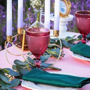 Rozā stikla glāze ar zelta maliņu 250ml